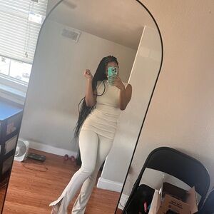 Cream Boot Cut Jumpsuit with Flare